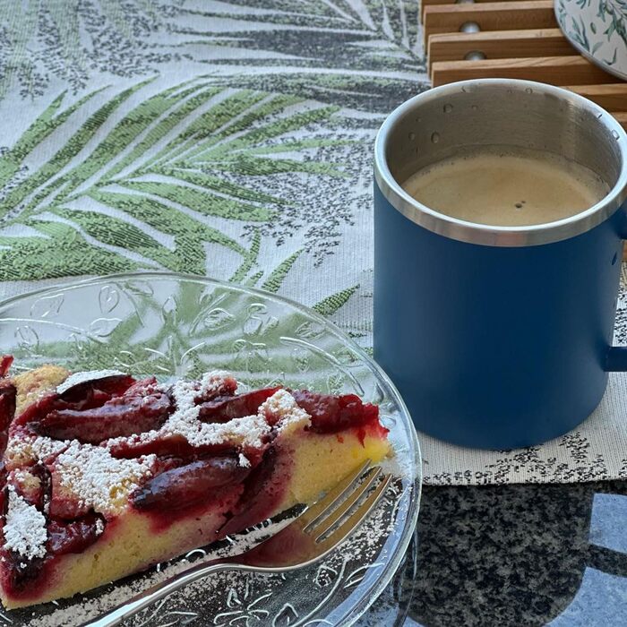 Набір посуду Melamin Adria Blue (2 особи) з нержавіючими термокружками - посуд для кемпінгу, відпочинку на природі, фестивалів