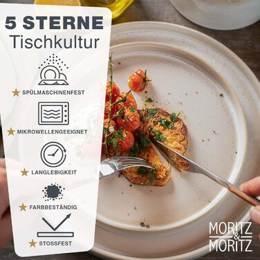 Набір посуду Moritz & Moritz CASTELLO на 4 особи, 20 предметів, бежевий - керамічний посуд: тарілки обідні, десертні, супові, миски та чашки