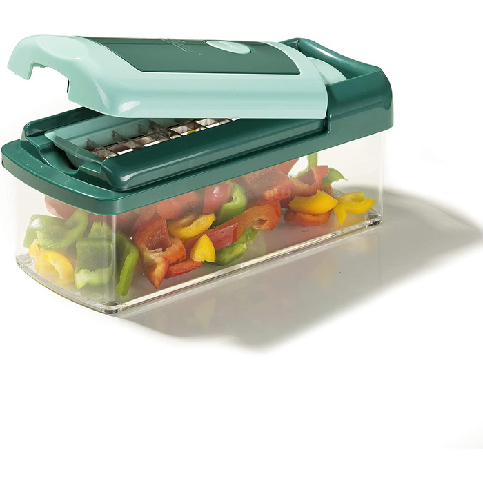 Genius Nicer Dicer Fusion Smart Julietti - Багатофункціональний набір для нарізки овочів та фруктів, 16 частин, зелений