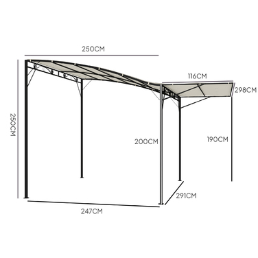 Павільйон з розкладним дахом, стійкий до погодних умов, 3 x 2,5 м, кремово-білий