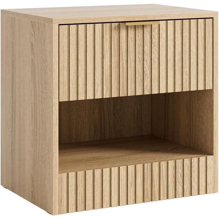 Нічний столик з дуба, дерев'яний приліжний столик з шухлядою, сучасний, компактний 39x39x28 см, для спальні, вітальні, офісу