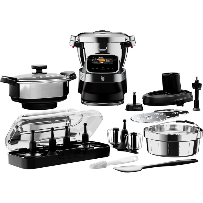 Кухонна машина WMF Avantgarde з функцією приготування їжі, тиха робота, 14 програм, Wi-Fi, чаша 5л, сенсорний екран, інтуїтивна програма, рецепти, матова нержавіюча сталь