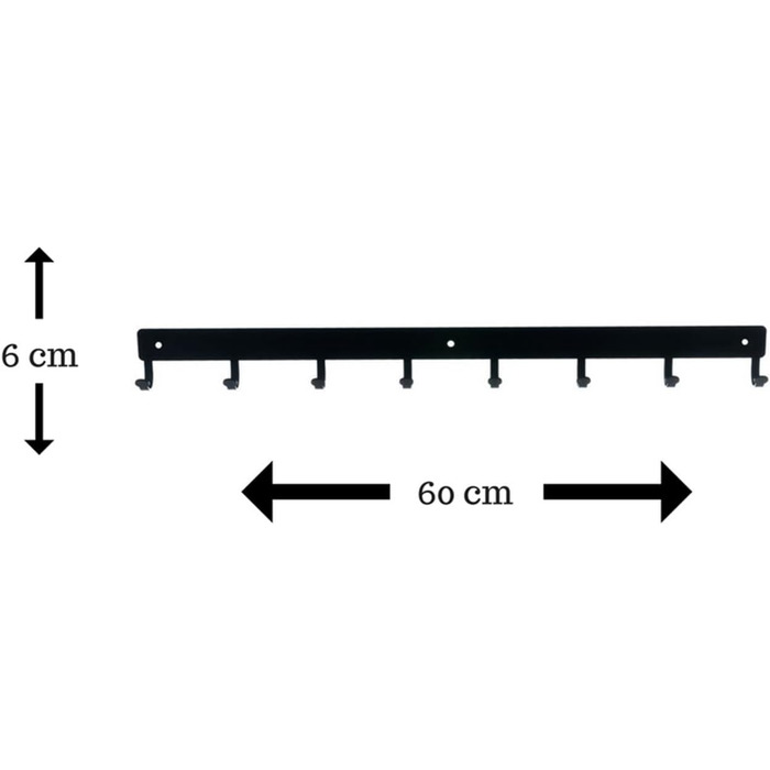 Гачки для одягу чорні 60 см ширина XXL 8 гачків вішалка для ключів міжкімнатні двері сучасні гачки для одягу на гвинтах з нержавіючої сталі настінна вішалка для одягу
