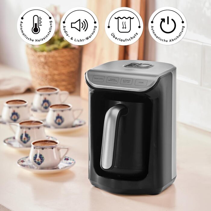 Кавомашина KARACA Hatır для приготування турецького кави з функцією обсмажування, 535W, сірий метал