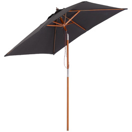 Outsunny Parasol Складна садова парасолька з деревини ялиці, 3-ступінчаста регульована, темно-сіра, 200x150x230см