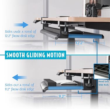 Підставка для клавіатури та миші під стіл EHO з підставкою для зап'ястя, велика, 69.8 x 31.8 см