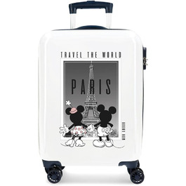 Дісней Міккі та Мінні подорожують світом Париж Каюта валіза біла 38x55x20 см Жорсткий бічний кодовий замок з ABS 34 л 2 кг 4 подвійні колеса ручна поклажа