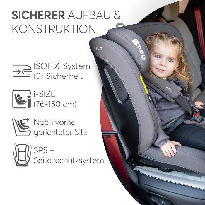 Автокрісло KikkaBoo i-Size i-FLIT 9-36 кг ISOFIX, група 1/2/3, 15 міс. - 12 років, з SPS та Top Tether, регульована підголовник, військовий зелений
