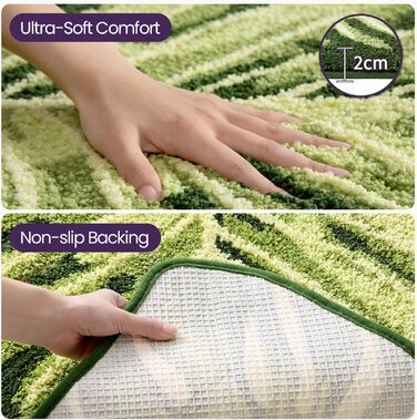 Килимок для ванної кімнати DEXI Ovale - антиковзаючий, з малюнком, 80x120 см, Monstera