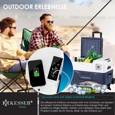Електрична термохолодильник KESSER® Kompressor на 30 літрів, Navyblau з APP-керуванням, USB, 12/24V/230V, -20°C для авто, вантажівки, човна