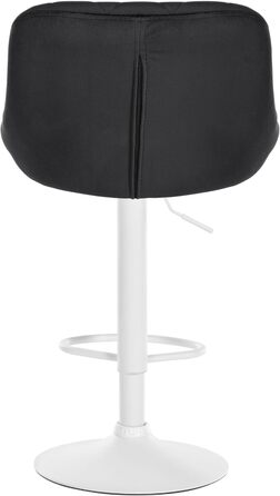 Набір з 2 барних стільців Lazio з велюровим сидінням, поворотні, з підніжкою, регульована висота, металевий каркас, колір: білий/чорний