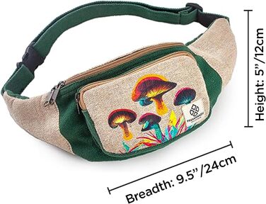 Поясна сумка унісекс Freakmandu Hemp Fanny Pack поясна сумка на пояс для сумок через плече, стиль бохо хіпі, поясні сумки ручної роботи для прогулянок, бігу, бігу, чоловіків і жінок One size Mushroom