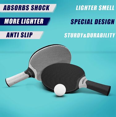 Набір ракеток для настільного тенісу Senston, професійна ракетка для настільного тенісу з 3 м'ячами, гумовий набір весла для пінг-понгу (чорний&сірий&net)