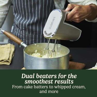Електричний ручний міксер Cuisinart Akku-Power з нержавіючої сталі, 5 швидкостей, USB-зарядка, бездротовий, для випічки, 20 хв роботи, миється в посудомийній машині
