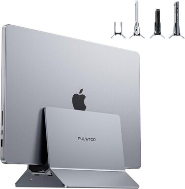 Підставка для ноутбука вертикальна, алюміній, регульована, для Mac, MacBook Air, Pro, iPad, Tablet, Mini - сіра