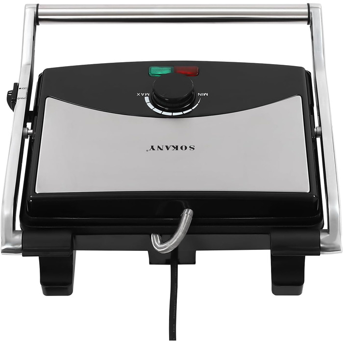 Електричний контактний гриль для приготування їжі на столі, 2000 Вт, чорний