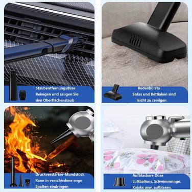 Акумуляторний автомобільний пилосос 4-в-1, потужність 22000Па, бездротовий ручний пилосос з HEPA-фільтром та склобивачем для авто та дому