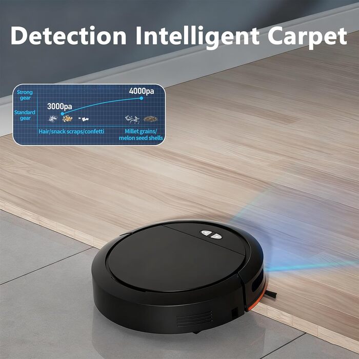 Робот-пилосос YEOOIYCW з функцією миття, 4000Pa, навігація, 150 хв роботи, керування через додаток, для шерсті тварин та килимів (білий)