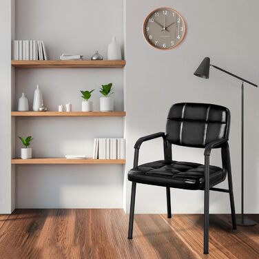 Крісла для вітальні Yaheetech – 6 шт. з підлокітниками та спинкою, штучна шкіра, чорні. Розміри: 58x60x85 см