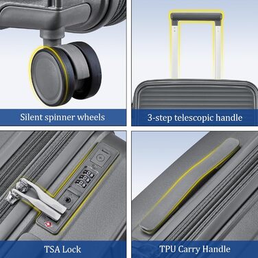 Набір валіз Joyway 4 шт. з жорстким корпусом та TSA-замком, розширюваний, сірий колір