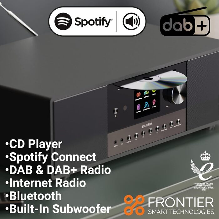 Інтернет радіо з CD, Bluetooth, стерео 120 Вт 2.1, DAB, сабвуфер, WLAN, Spotify, FM, Більшість Quadriga