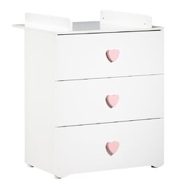 Комод для пеленання Baby Price New Basic з 3 шухлядами, з ручкою-кулькою, білий, Cœur Rose