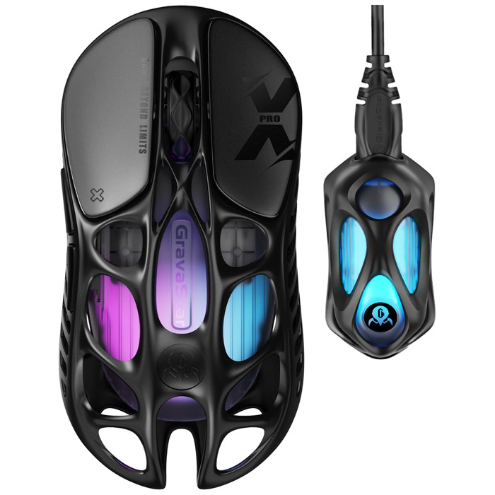 GravaStar Mercury X Pro 49g: Бездротова ігрова миша з PAW 3950 сенсором, 32000 DPI, 8000 Hz, RGB-підсвічування