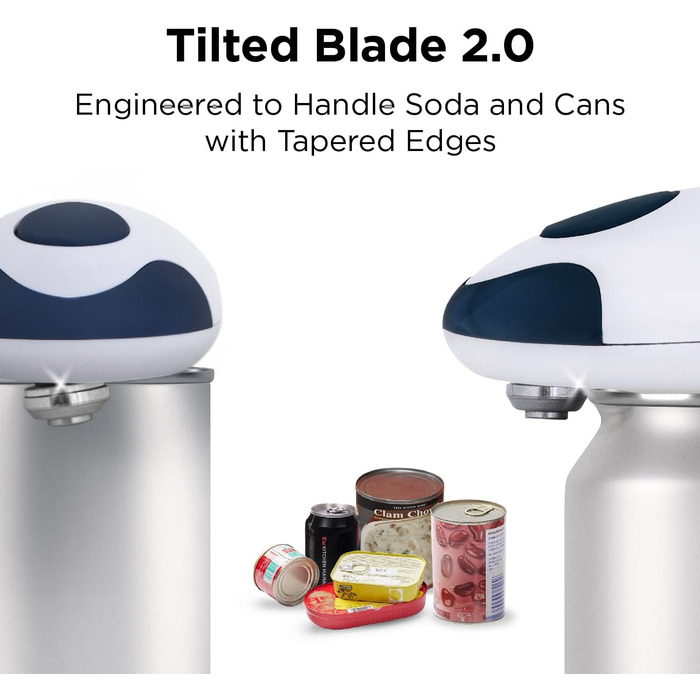 Електричний відкривач банок Kitchen Mama 2.0: Автоматичний, бездротовий, з гладкою кромкою, безпечний (Морський колір)