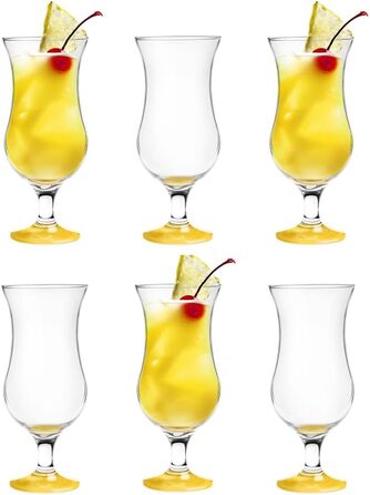 Скляні келихи для коктейлів Krosno, Набір келихів для коктейлів, джина, пива, води, келихи для коктейлів, келихи для пиття, стакан для води, смузі, десерт, можна мити в посудомийній машині 6 x 420 мл (жовтий)
