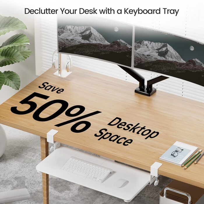 Тримач для клавіатури NearHub з регулюванням, під стіл, карбоновий дизайн, 65 см