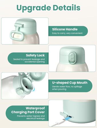 Підігрівач для пляшечок Baby, мобільний, портативний, з акумулятором 10400mAh, контроль температури, для подорожей та нічного годування