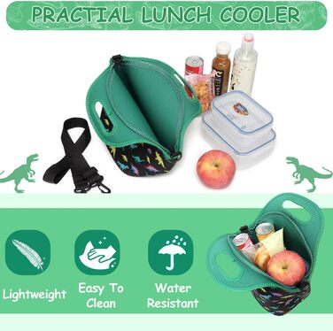 Об'ємна сумка для сніданку, ізольована сумка-холодильник, пакет для ланчу великої місткості, Термальні сумки для пікніка, сумка для ланчу, сумка для ланчу для дітей, чоловіків ,жінок (динозавр)