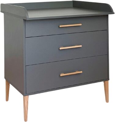 Комод для переодягання дитини ATB ILA з пеленальним столиком, 101 x 85 x 75 см, комплект для дитячої кімнати, функціональні меблі, зручний для малюків з шухлядами, білий/сірий