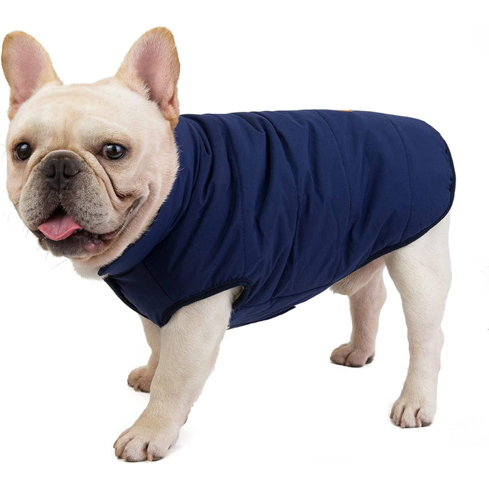 Зимовий одяг для домашніх тварин, мила тепла куртка для домашніх тварин, жилет, пальто, теплий жилет для французького бульдога (L, синій)