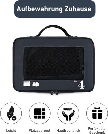 Набір органайзерів для подорожей ECOHUB для валізи, 7 предметів, екологічні пакувальні куби з переробленого PET, темно-синій