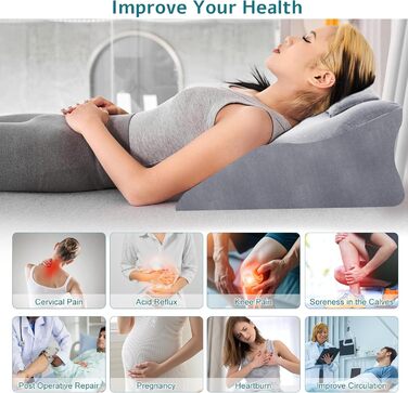 Ортопедична подушка Zepphi для ніг та спини з Memory Foam - для комфортного сну та відпочинку вдома (сіра)