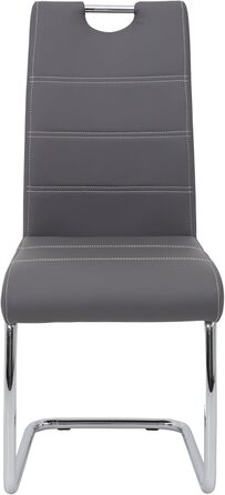 Набір обідніх стільців Hela Flora (4 шт.), штучна шкіра сірого кольору, металевий каркас, 42x57x98 см