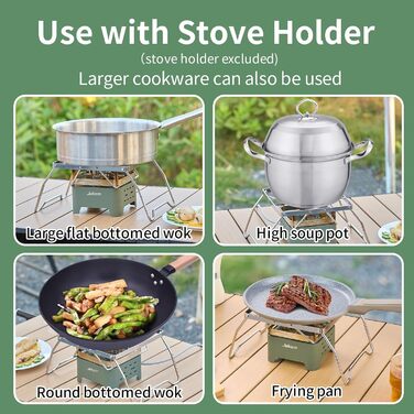 Газовий намет 9000W для кемпінгу, похідний, з нержавіючої сталі, для бутанових картриджів MFS-1a, для пікніків, трекінгу, хайкінгу, з кейсом, зелений