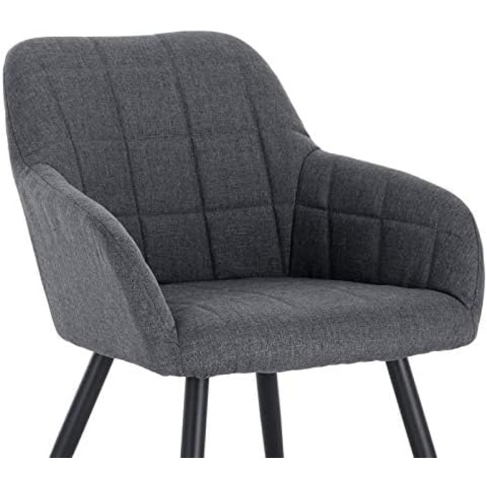 Стільці для обідньої кімнати WOLTU - 8 шт. Сучасні крісла з підлокітниками, з м'якою оббивкою з льону, металевий каркас (Темно-сірий)