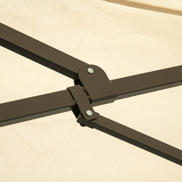 Парасолька для патіо Outsunny Double Parasol Garden з ручною рукояткою та підставкою для парасольки, овальна 460 x 270 x 240 см у кремово-білому кольорі
