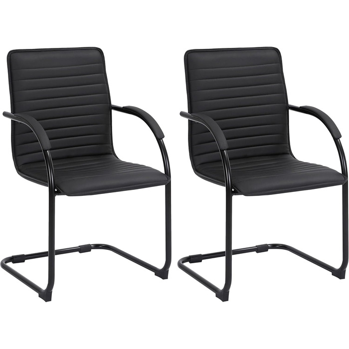 Набір з 2-х відкидних крісел Tira з штучної шкіри, чорного кольору, з м'яким сидінням