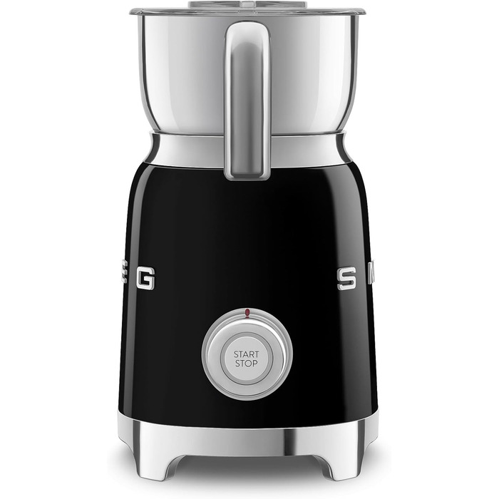 Пінсуватель молока Smeg MFF11BLEU, мультифункціональний, індукційна система, 6 програм, ручна функція, скляна колба 600 мл, мірна кришка, вбудований переливач, 500W, чорний