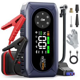 Powerbank для автомобіля YaberAuto AP02 з компресором, 150PSI, 4500A, LED ліхтар 500 люмен, LCD дисплей 3.3