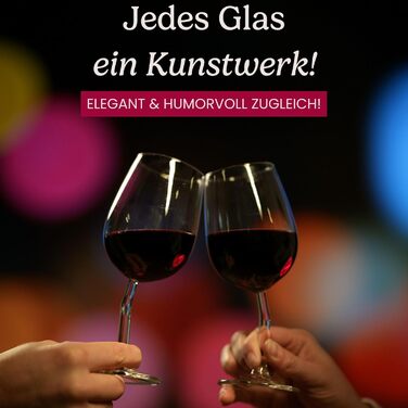 Набір винних келихів Krumme (2 шт.) - ручної роботи, гумористичний дизайн. Ідеальний подарунок для жінок та чоловіків.