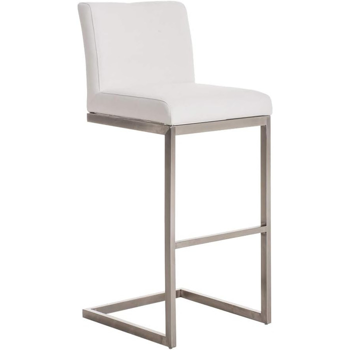 Барний стілець Paros з нержавіючої сталі, оббивка з тканини, з підлокітниками та ергономічною підніжкою, багато кольорів, колір: білий