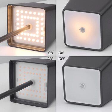 LED-лампа K-Bright на акумуляторі, диммер, тепле світло, для дому та вулиці, USB-C, 3000K, темно-сірий