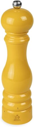 Соляний млин Paris u'Select 22 см - ParisRama - 6 попередньо встановлених шліфувальних приладів - Виготовлений з деревини, сертифікованої PEFC - Французьке ноу-хау - (Шафрановий жовтий лак)