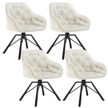 Крісла для їдальні WOLTU EZS60dgr-4 (Крем, 4 шт.) з м'яким сидінням та підлокітниками, обертаються на 360°