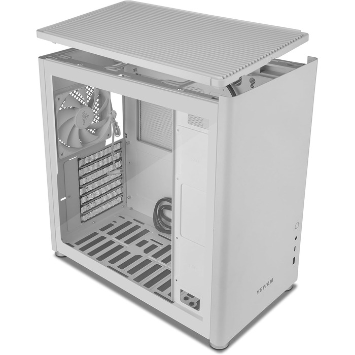 YEYIAN Hussar Plus повнорозмірний корпус для ПК ATX/Micro ATX/Mini ITX із загартованим склом, прозора бокова панель, 1 вентилятор 120 мм