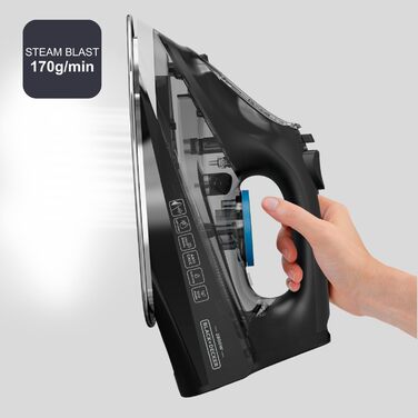 Праска Black+Decker BXIR2606E: 2600W, керамічна підошва, вертикальне прасування, антикальк, 170 г/хв